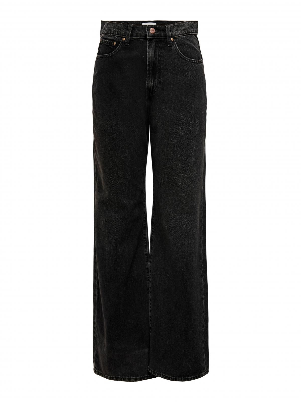 온리 하이웨이스트 와이드핏 블랙 데님 진 15362272_2103 BLACK / BLACK DENIM - 상품 이미지