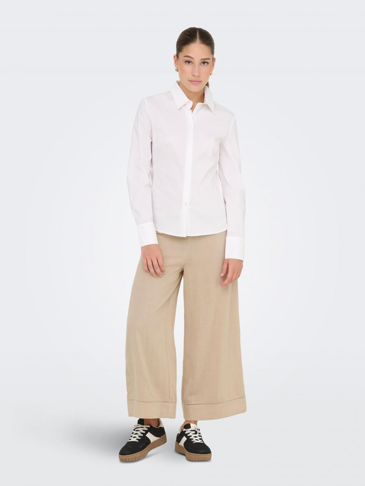 온리 와이드핏 크롭 슬랙스 베이지 팬츠 15365927_1959 WHITE / HUMUS - 상세 이미지 5