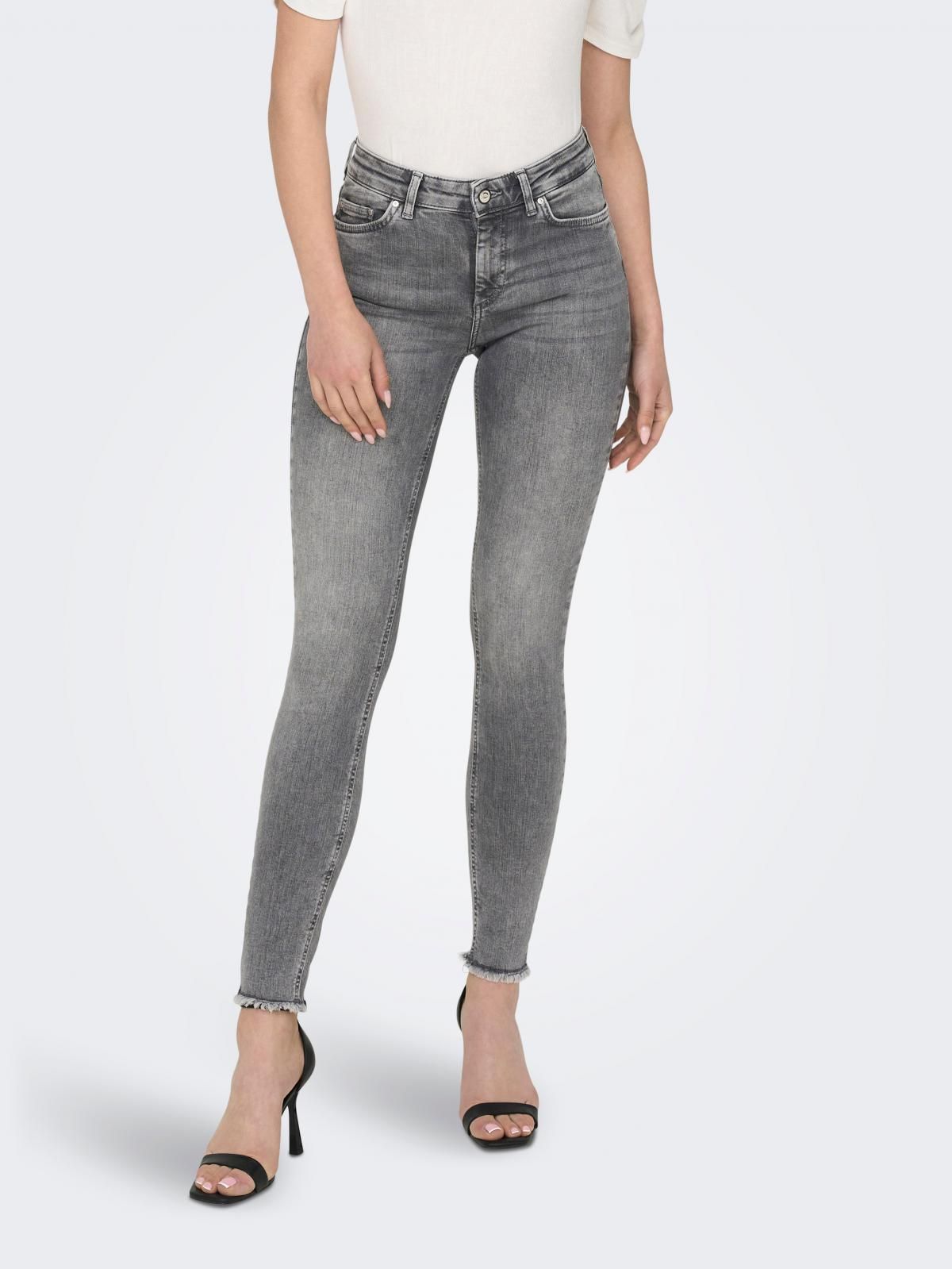 온리 미드웨이스트 테크니컬 스키니핏 데님 팬츠 15188520_3601 GREY / GREY DENIM - 상품 이미지