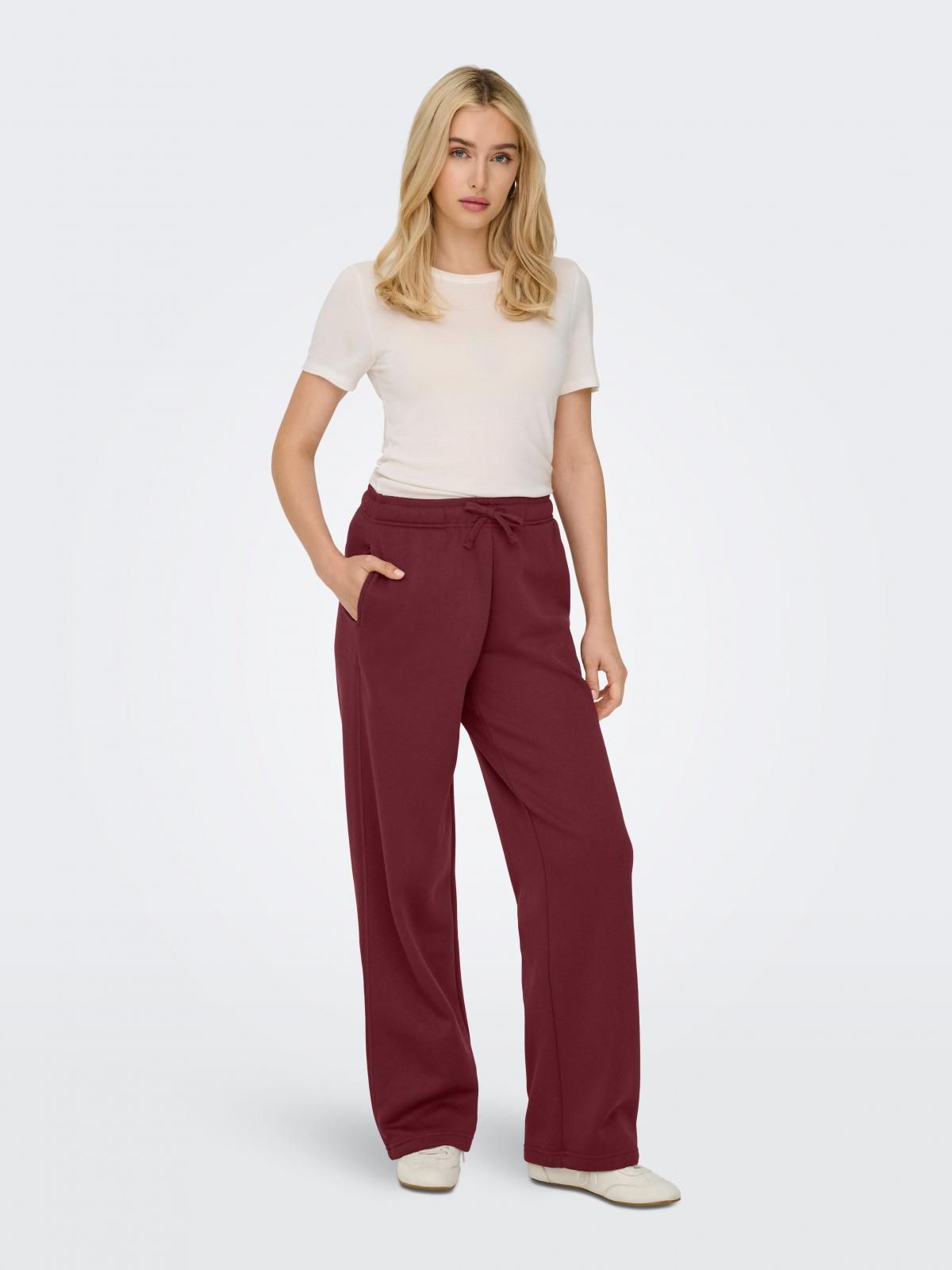 온리 미드라이즈 드로스트링 와이드 팬츠 15338734_877 RED / TAWNY PORT - 상세 이미지 5