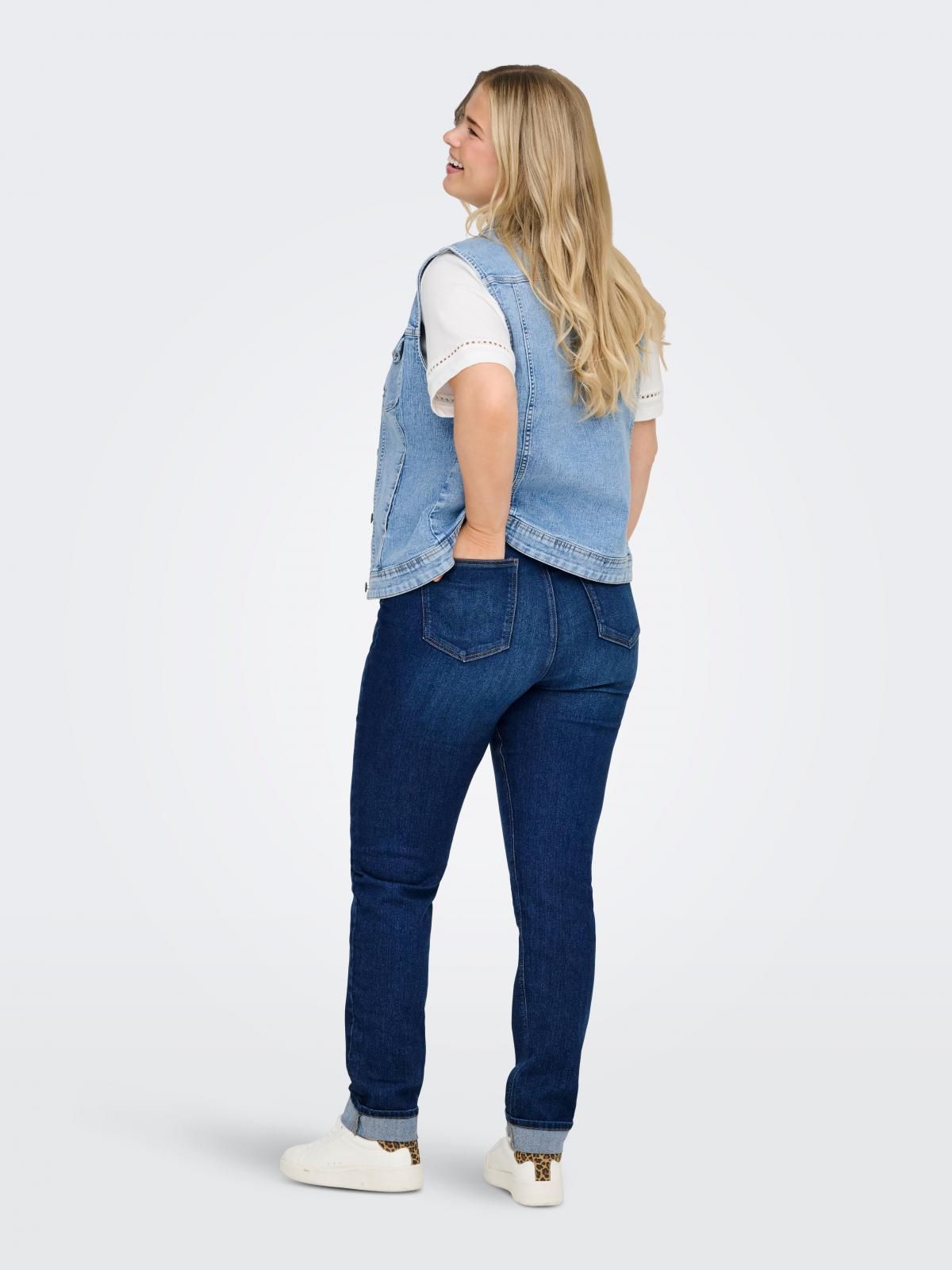 온리 빅사이즈 하이웨이스트 스키니핏 청바지 15363582_2114 BLUE / DARK BLUE DENIM - 상세 이미지 2