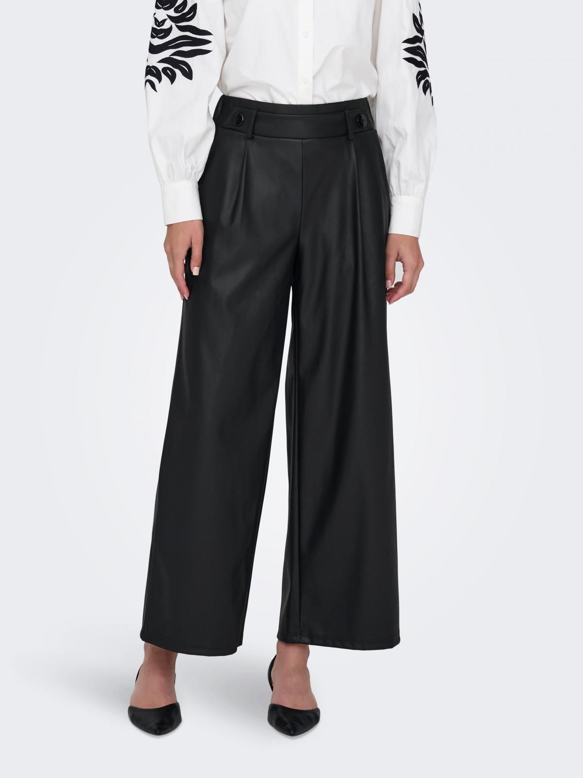 제이디와이 페이크레더 와이드핏 슬랙스 팬츠 15328975_2161 BLACK / BLACK - 메인 이미지