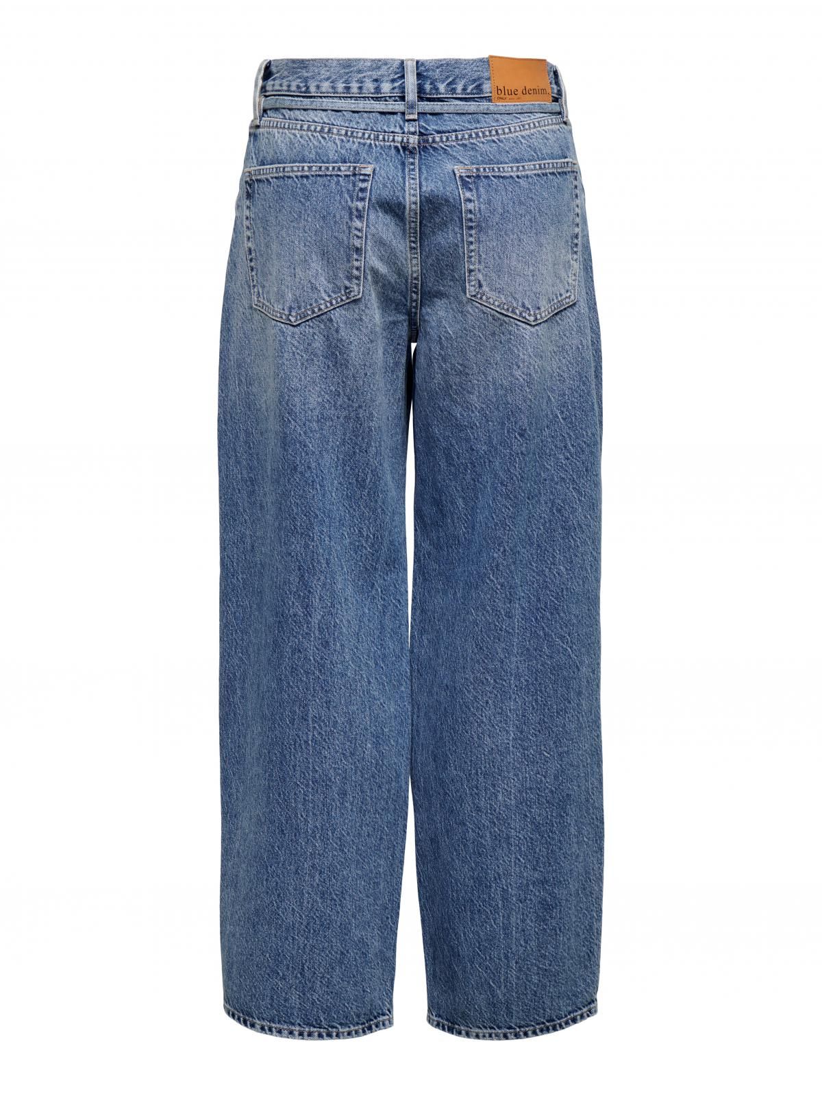 온리 미드웨이스트 벌룬핏 스트레이트 청바지 15325796_2115 BLUE / MEDIUM BLUE DENIM - 상세 이미지 4