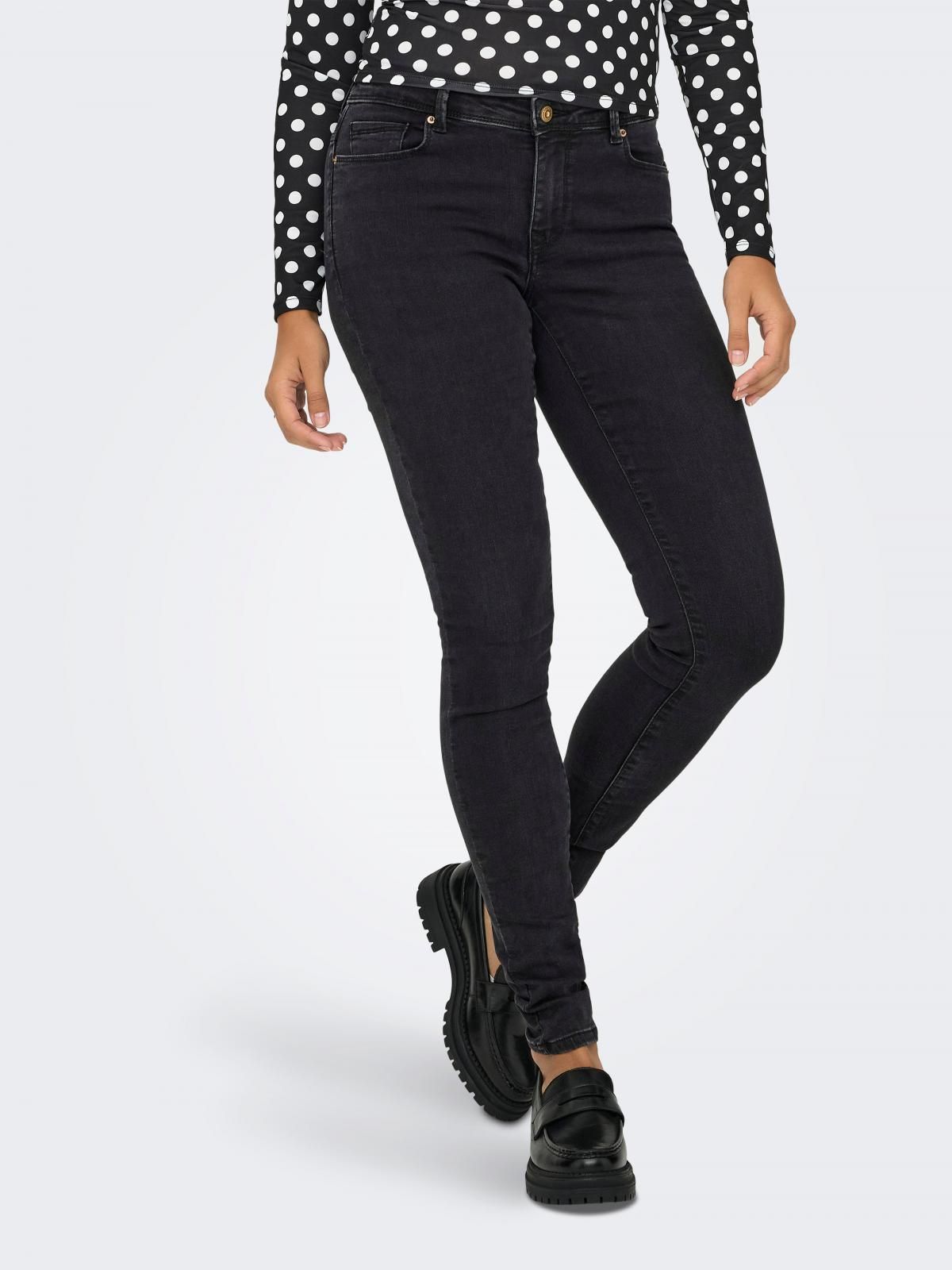 온리 트렌디 미드웨이스트 스키니핏 데님 팬츠 15366666_8183 BLACK / WASHED BLACK - 상품 이미지