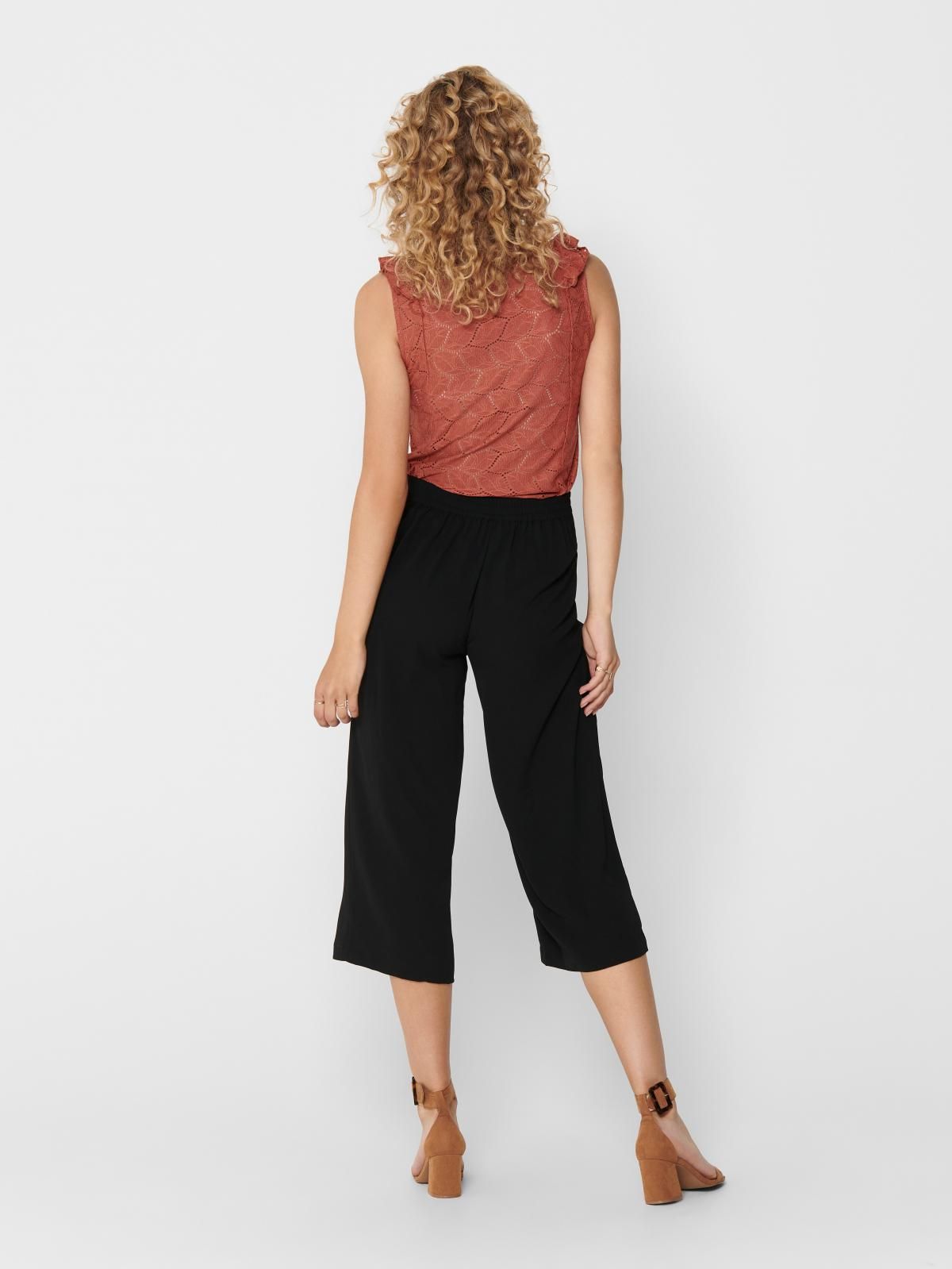 온리 와이드핏 크롭 팔라초 팬츠 벨트 블랙 15174974_2161 BLACK / BLACK - 상세 이미지 2