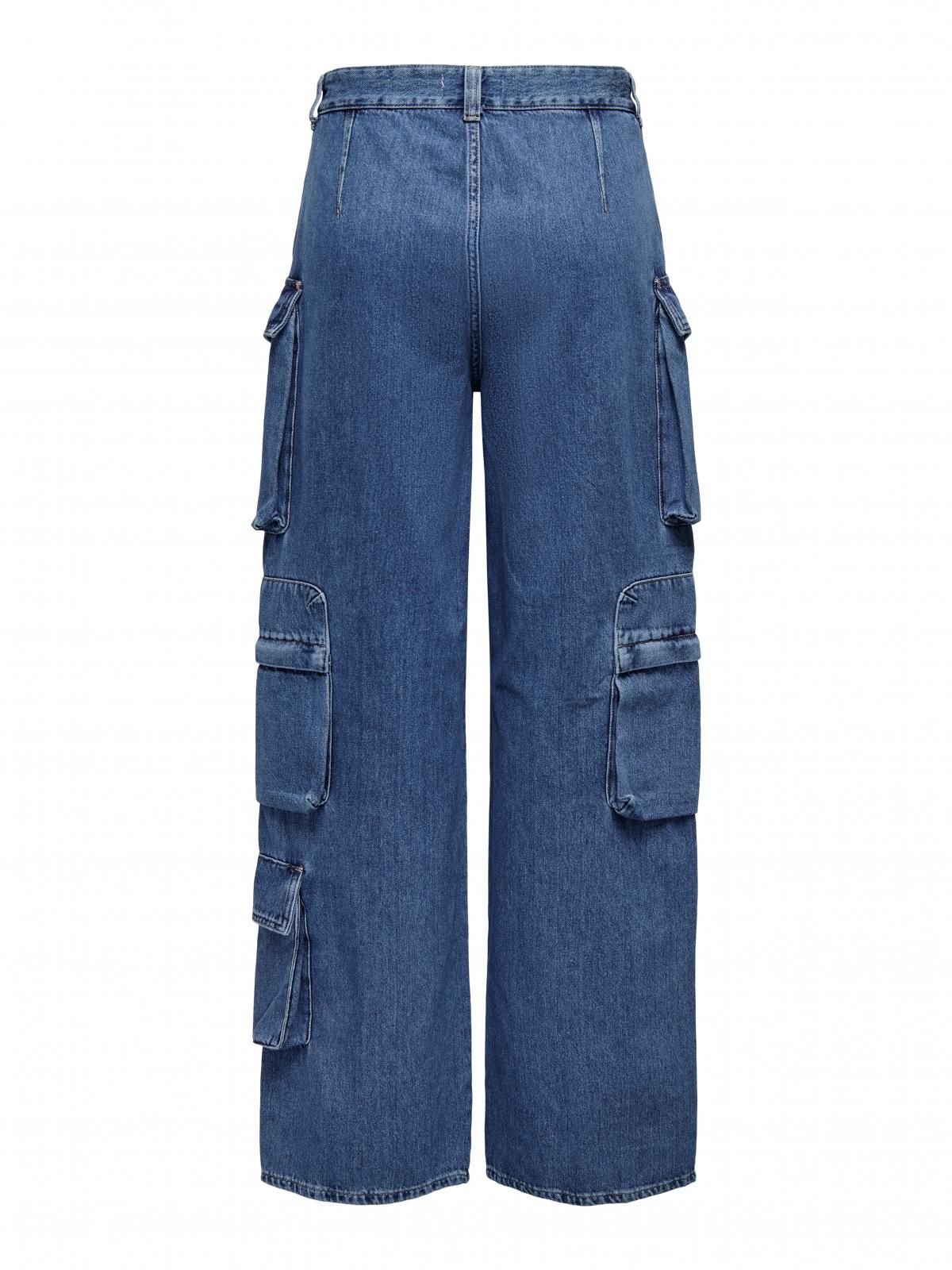 온리 테크니컬 와이드핏 데님 청바지 15274037_2115 BLUE / MEDIUM BLUE DENIM - 상세 이미지 4
