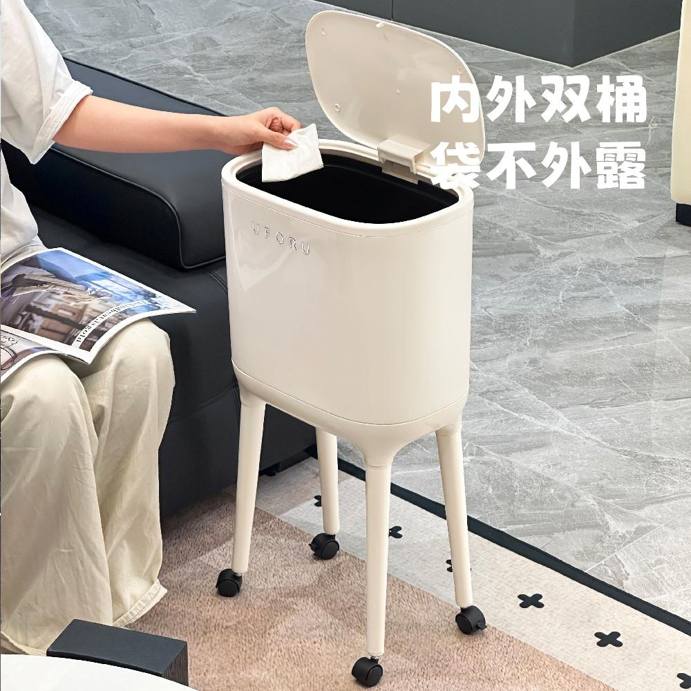 긴다리 바퀴 주방 숙이지 쓰레기통 16L 높은 다리 틈새 앙코르 레드 탈착식 긴 쓰레기통 - 상세 이미지 4