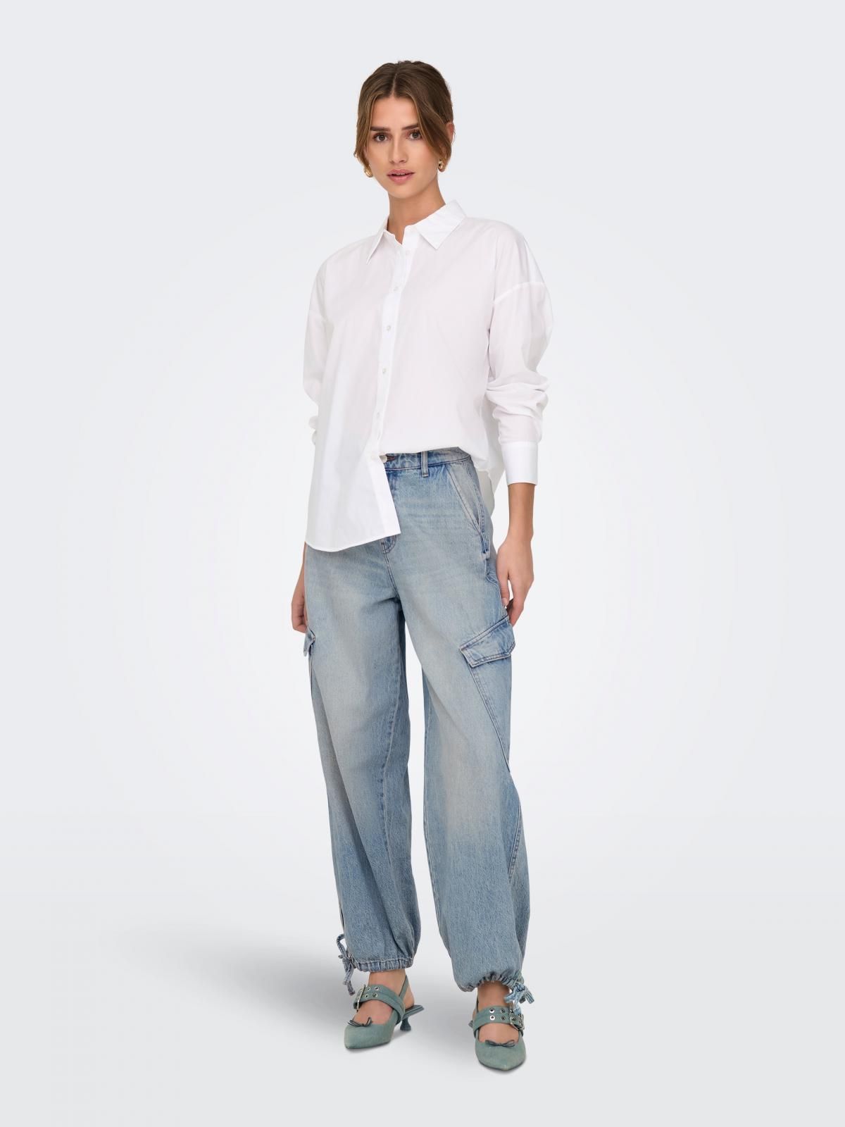 온리 하이웨이스트 와이드핏 데님 카고 진 15334982_2116 BLUE / LIGHT BLUE DENIM - 상세 이미지 5