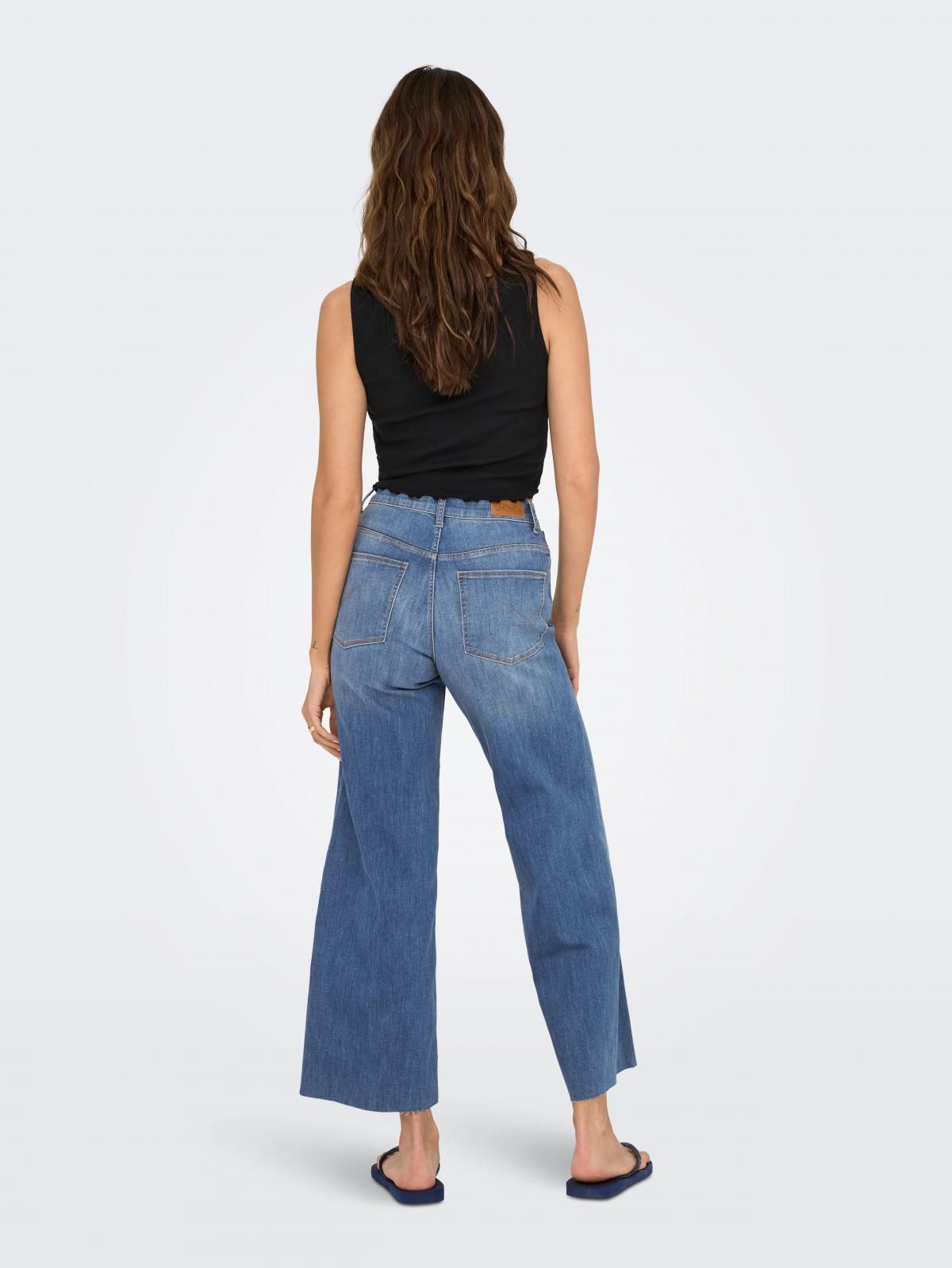 온리 데님 하이웨이스트 크롭 와이드핏 진 15349810_2115 BLUE / MEDIUM BLUE DENIM - 상세 이미지 2