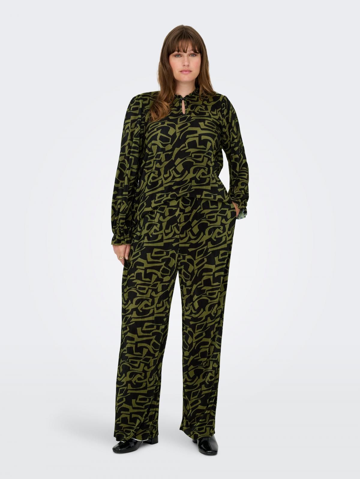 온리 플리세 와이드핏 아트패턴 팬츠 15362013_3024_1232824 YELLOW / PEAT MOSS - 상세 이미지 5