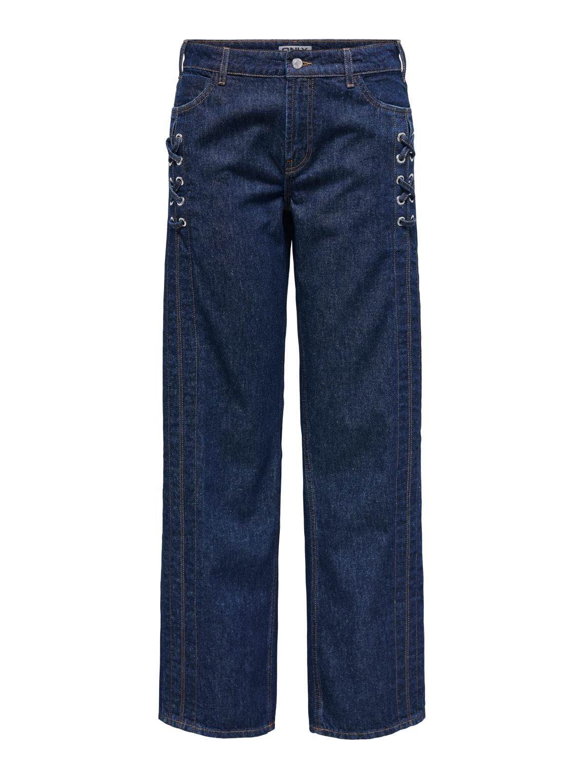 온리 미드웨이스트 진청 와이드 청바지 15357933_2114_1220243 BLUE / DARK BLUE DENIM - 상세 이미지 3
