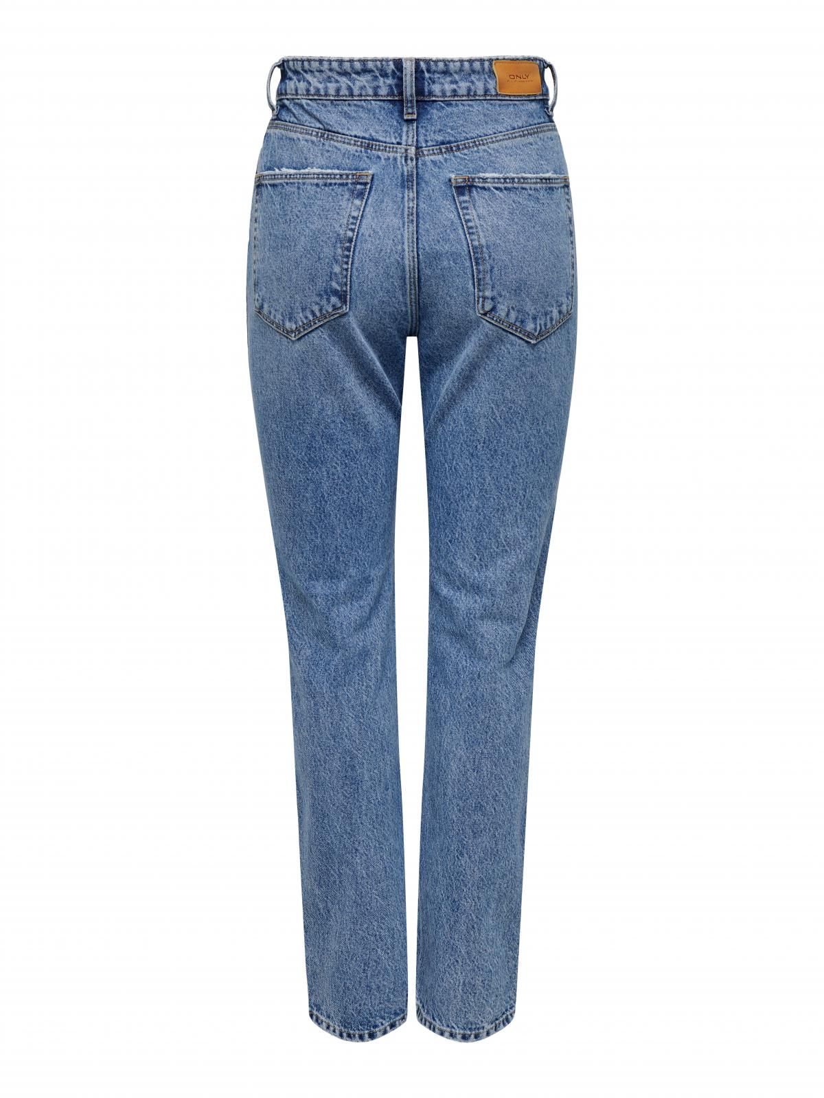 온리 하이웨이스트 스트레이트핏 데님 청바지 15311652_2115 BLUE / MEDIUM BLUE DENIM - 상세 이미지 4