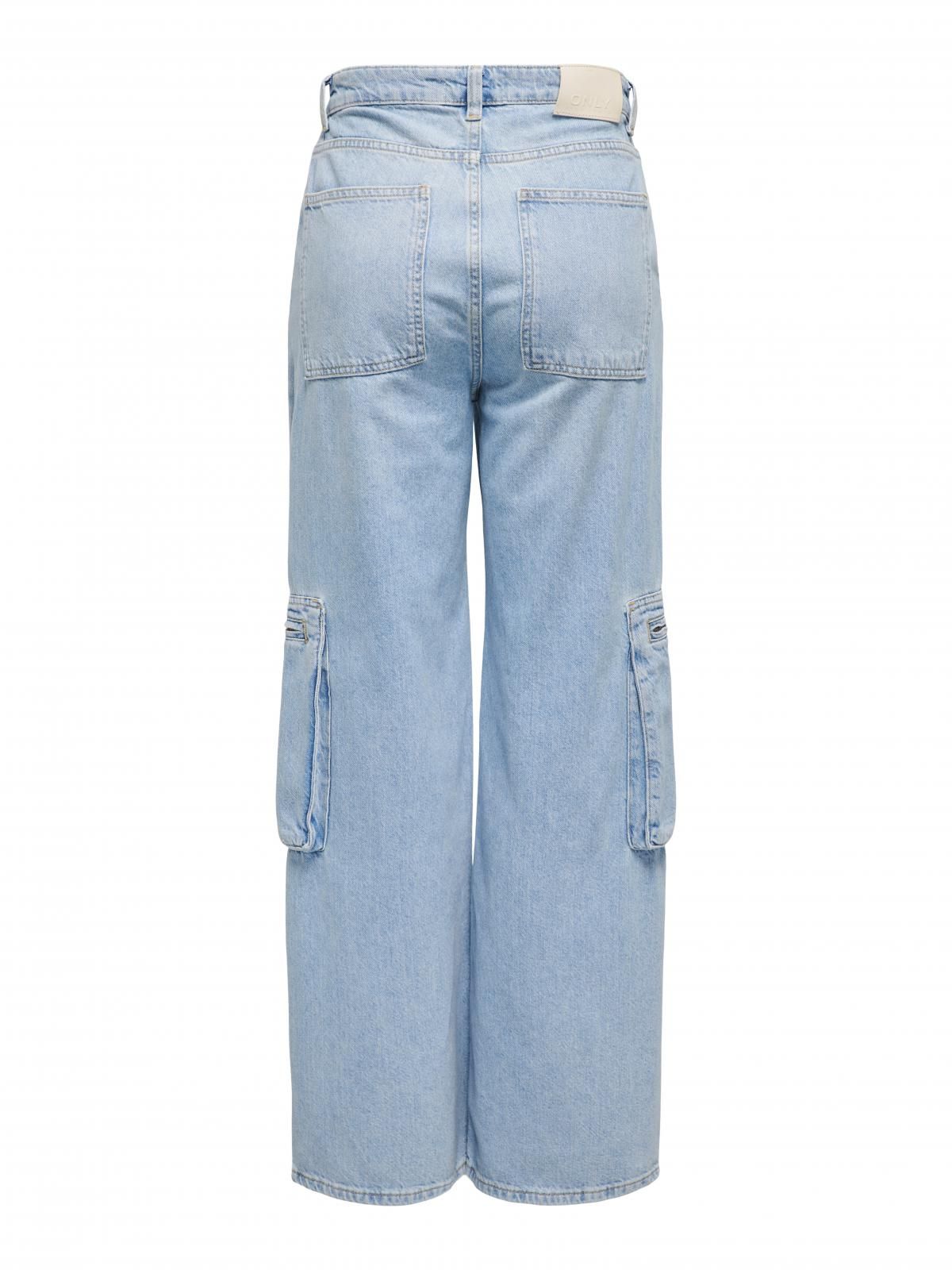 온리 데님 하이웨이스트 와이드 카고 팬츠 15296889_2116 BLUE / LIGHT BLUE DENIM - 상세 이미지 4