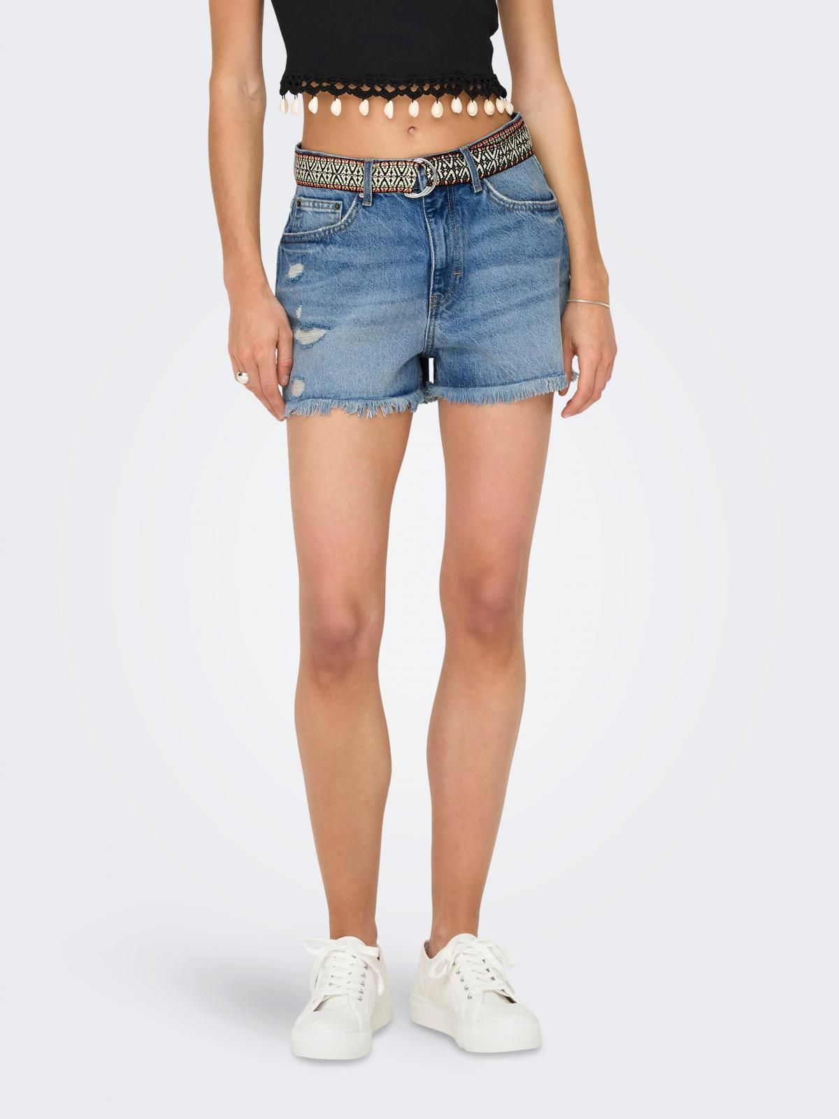 온리 하이웨이스트 데님 숏팬츠 15339150_2115 BLUE / MEDIUM BLUE DENIM - 상품 이미지