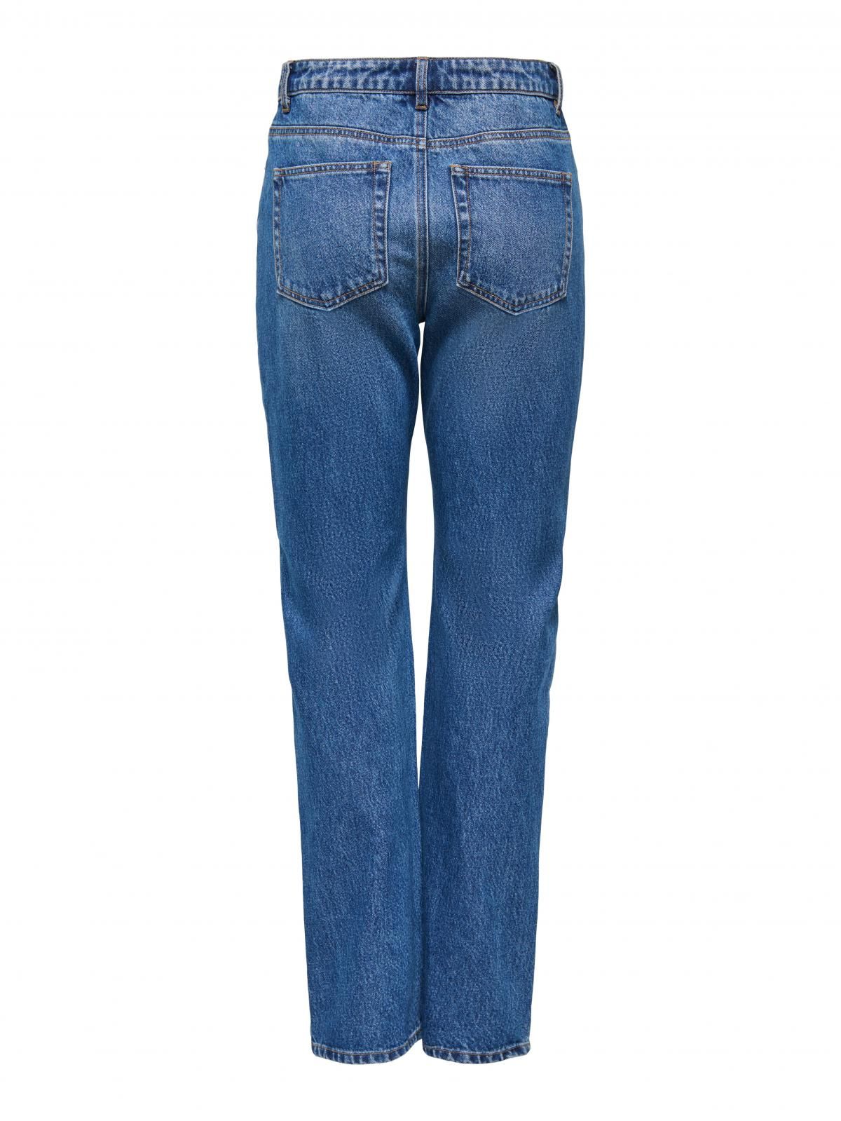 온리 데님 하이웨이스트 스트레이트핏 청바지 15370939_2115 BLUE / MEDIUM BLUE DENIM - 상세 이미지 4
