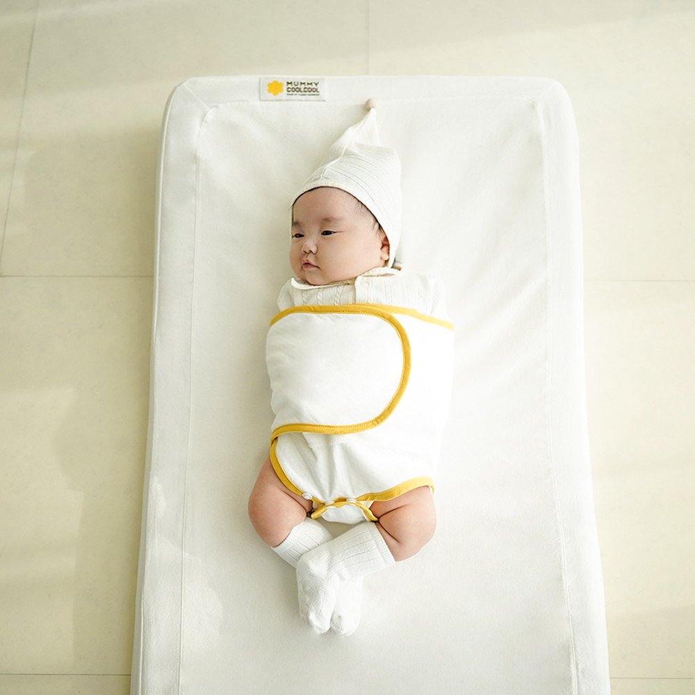 머미쿨쿨 무소음 스와들 스트랩 수트 모로반사 신생아 스와들 업다운 아기 속싸개 순면S화이트