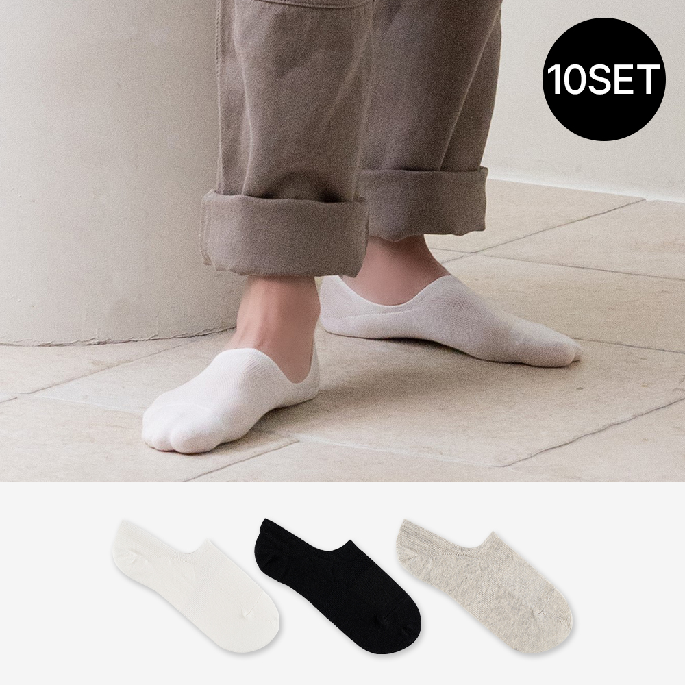싹스탑 10켤레 남자 빅 사이즈 안벗겨지는 페이크 삭스 덧신 양말 - 상품 이미지