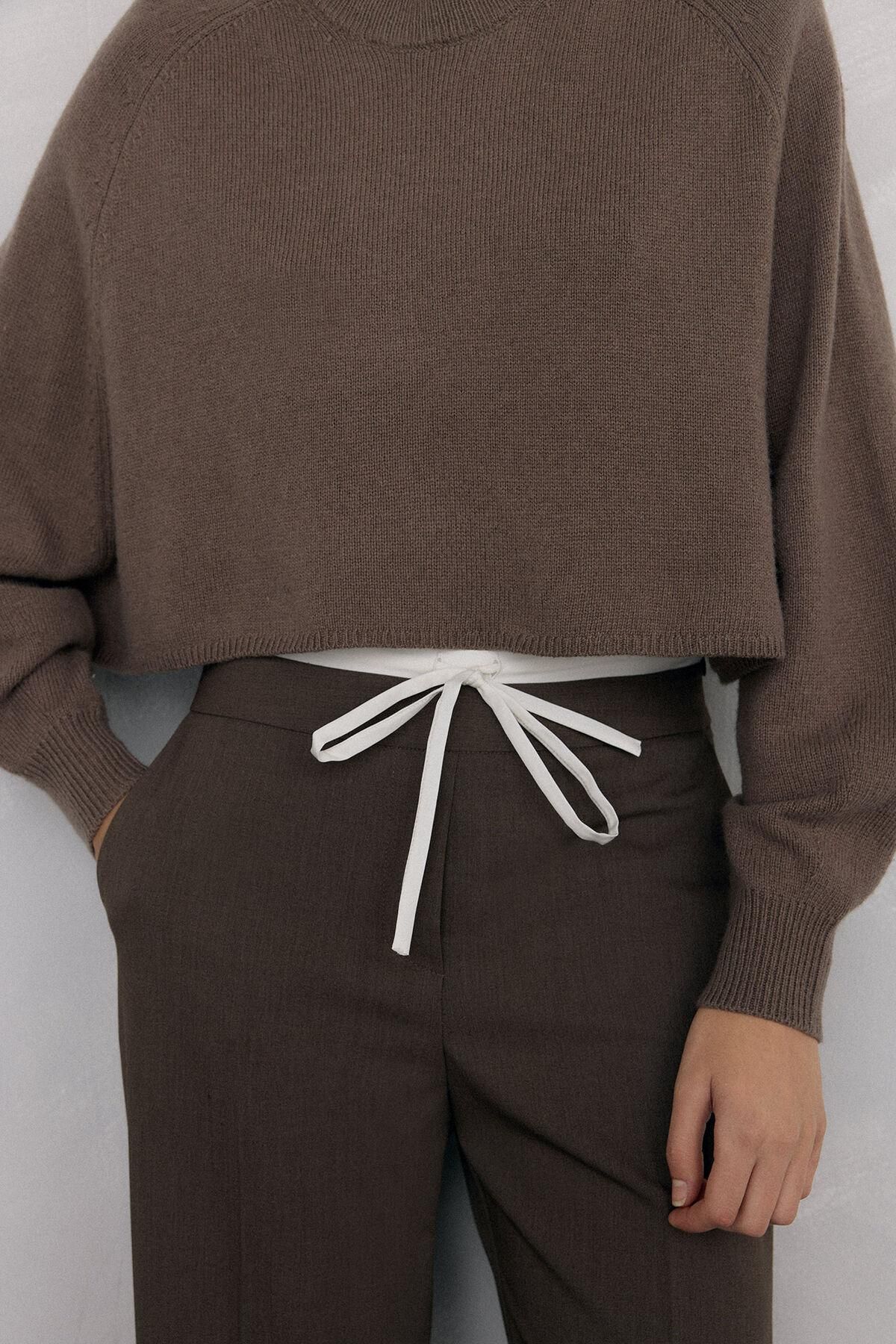 페드로 델 이에로 스트레이트핏 더블웨이스트 슬랙스 팬츠 7602540 MARRON - 상세 이미지 2