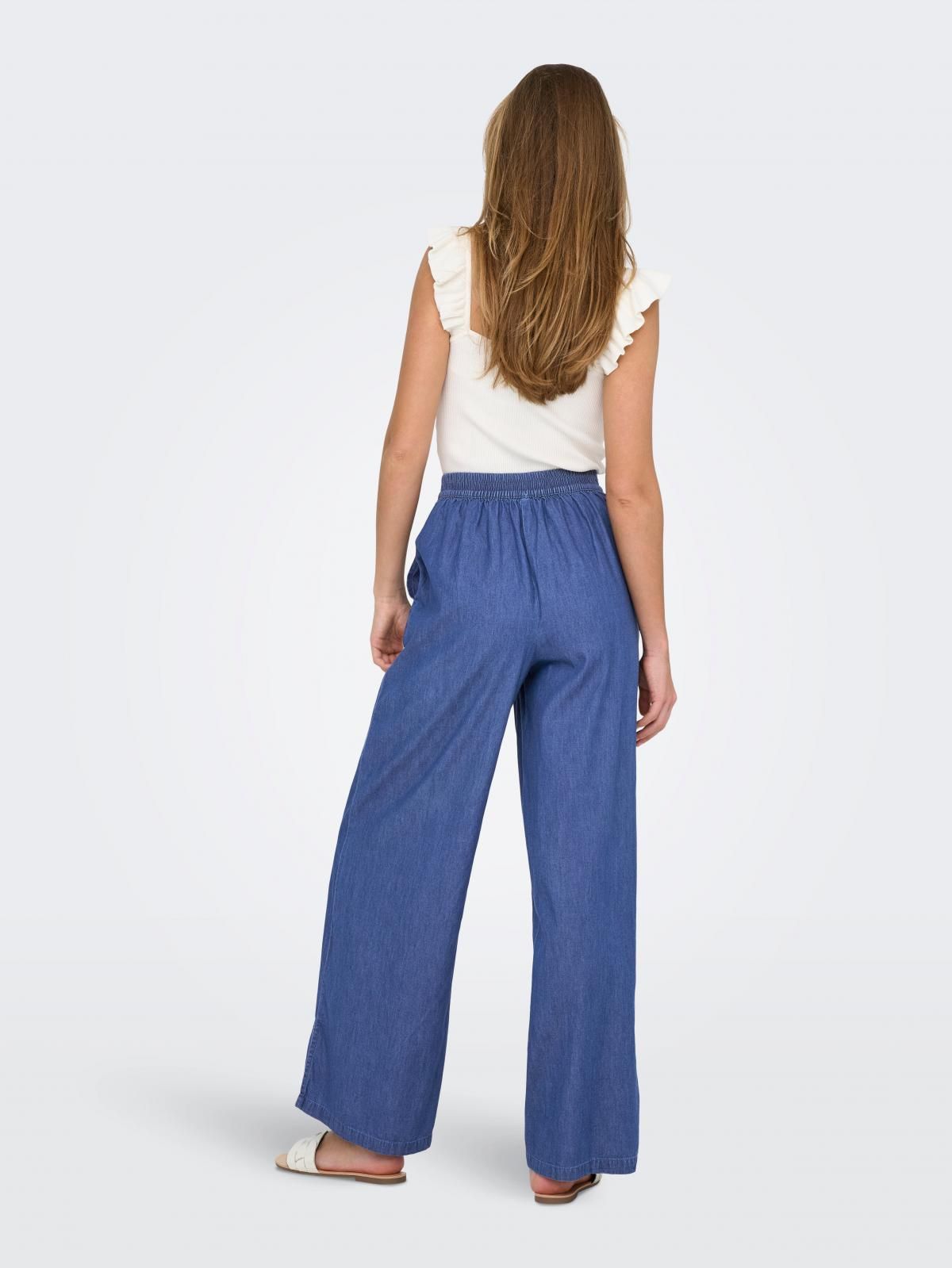 온리 와이드핏 테크니컬 슬랙스 팬츠 블루 15343011_2115 BLUE / MEDIUM BLUE DENIM - 상세 이미지 2