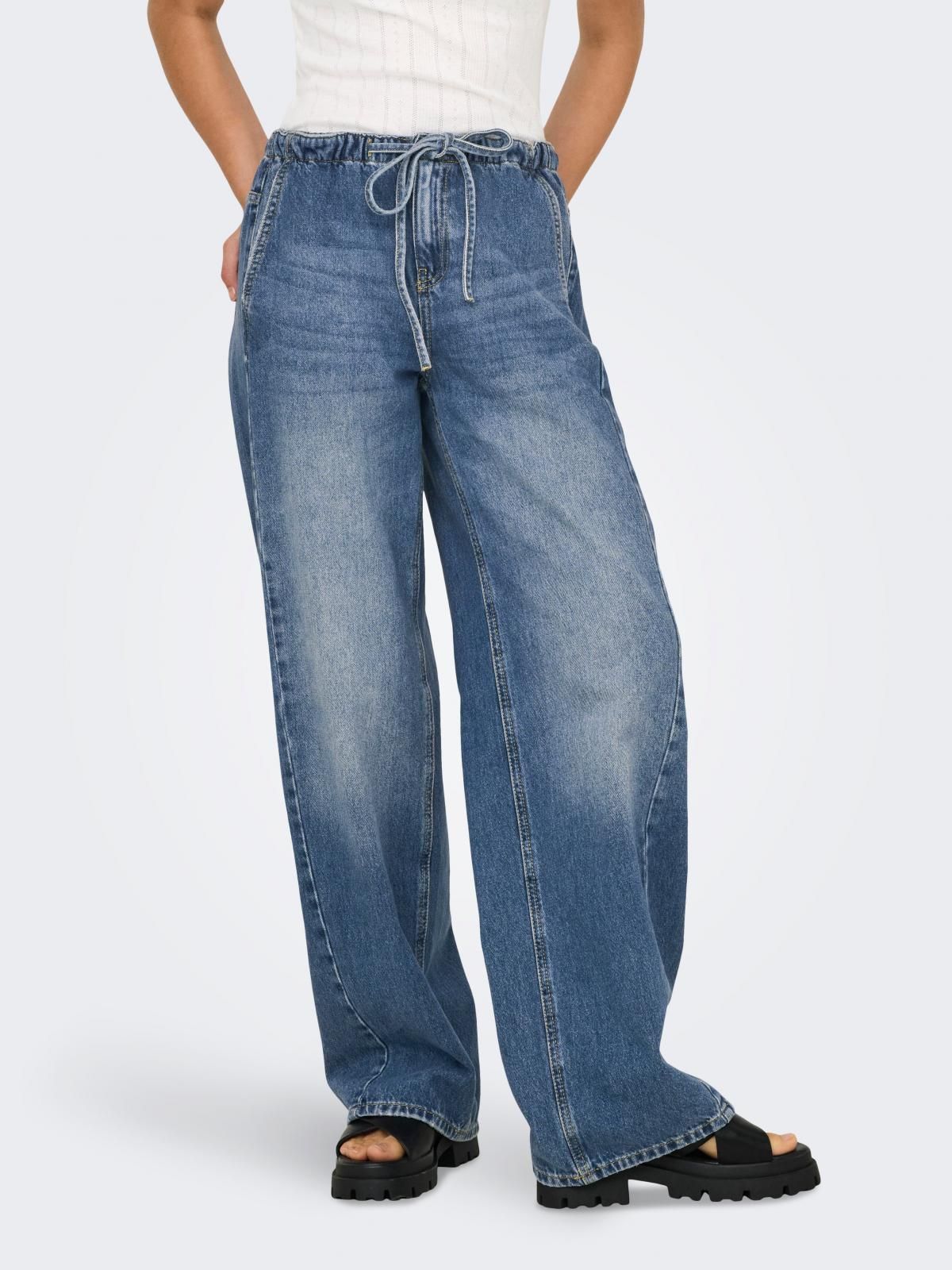 온리 트렌디 와이드핏 데님 진 15359088_2115 BLUE / MEDIUM BLUE DENIM - 상품 이미지