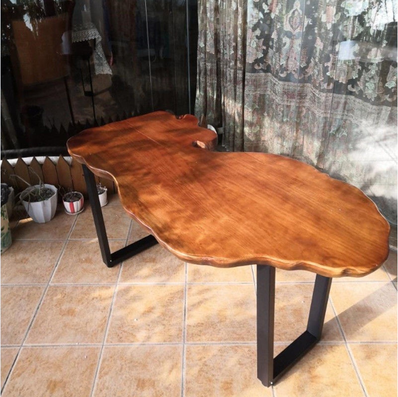 카페 테이블 식탁 가구 우드 8인 오래된 엔틱 다이닝 앤틱 우드슬랩 책상 - 상세 이미지 3
