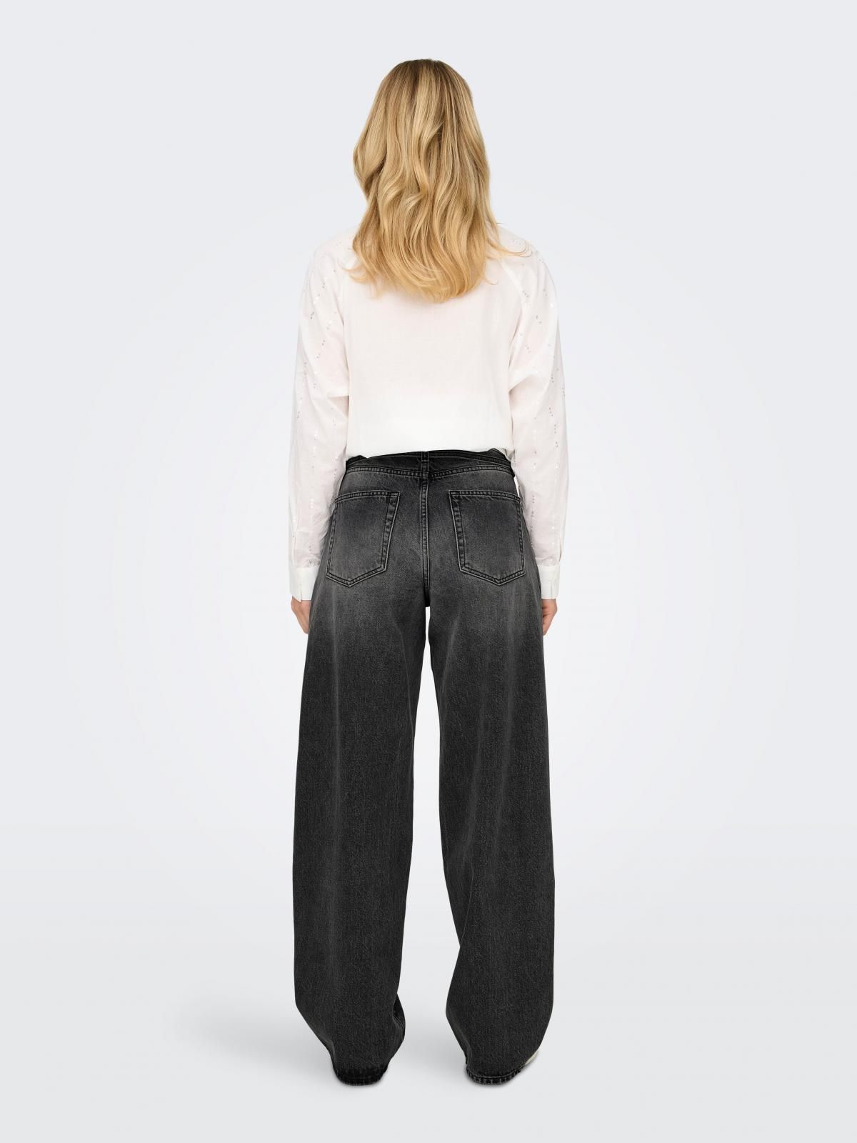 온리 흑청 미드웨이스트 벌룬핏 데님 팬츠 15347094_8183 BLACK / WASHED BLACK - 상세 이미지 3
