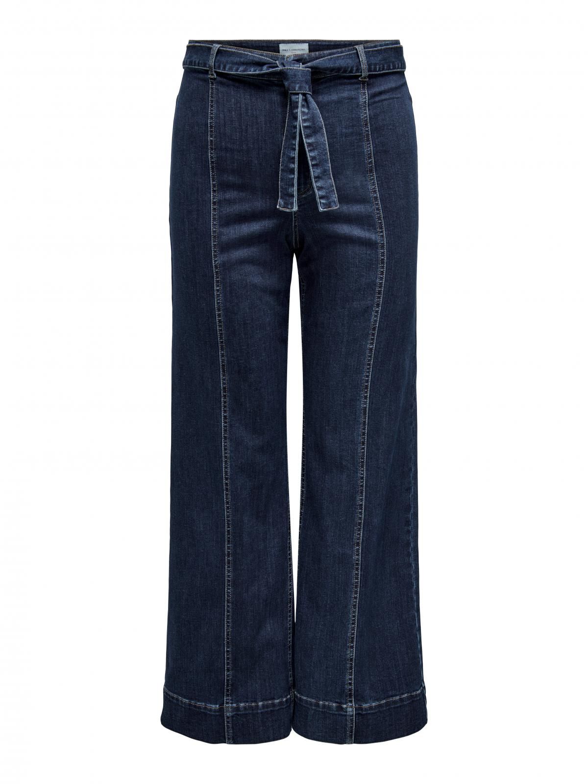 온리 하이웨이스트 데님 와이드핏 벨트 팬츠 15331100_2114 BLUE / DARK BLUE DENIM - 상세 이미지 3