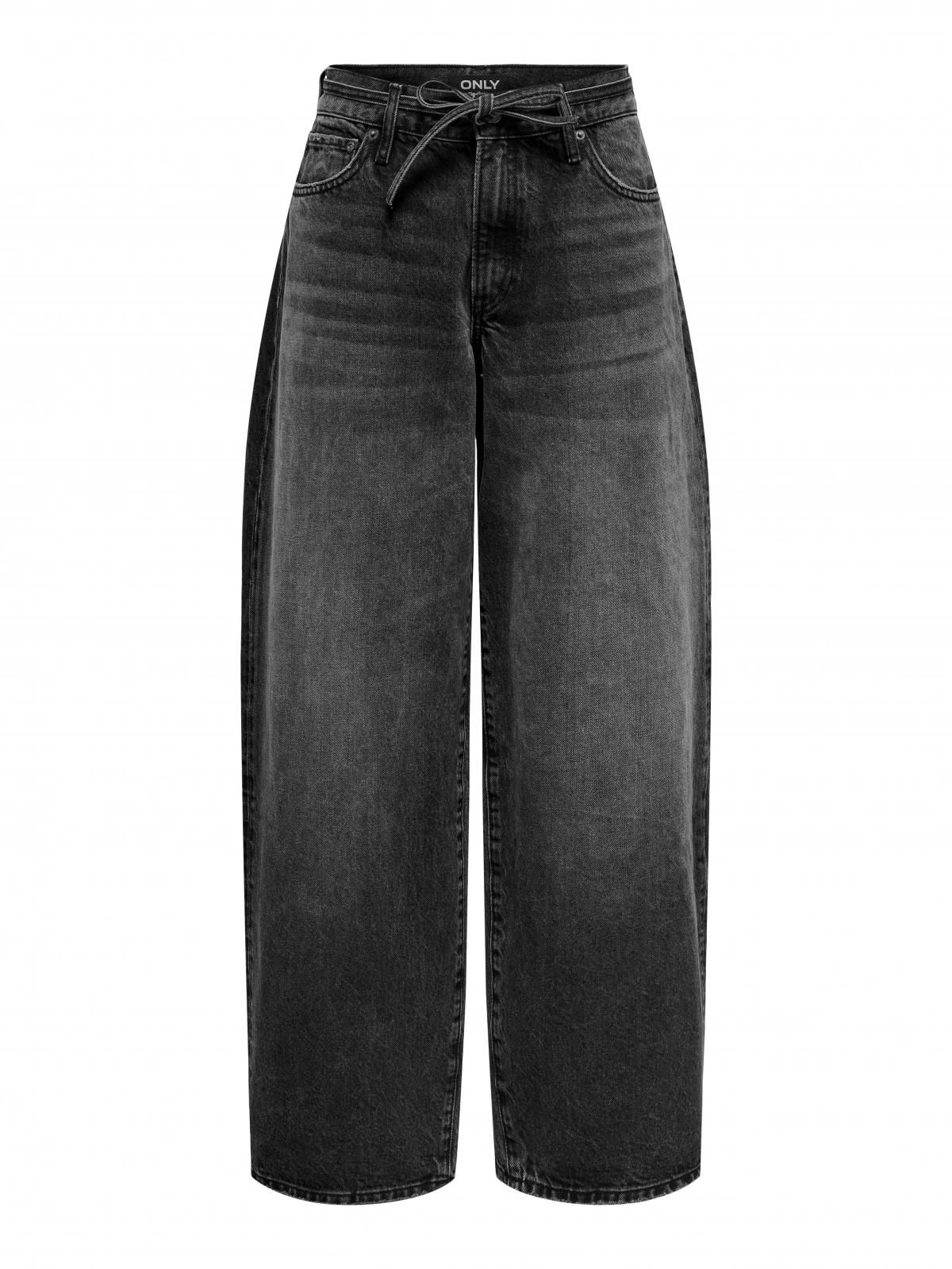 온리 흑청 미드웨이스트 벌룬핏 데님 팬츠 15347094_8183 BLACK / WASHED BLACK - 상품 이미지