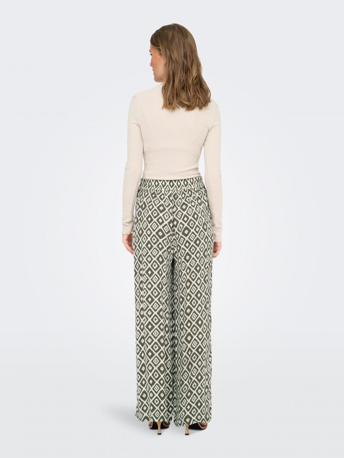 온리 패턴 와이드 루즈핏 벨트 슬랙스 팬츠 15339091_1469_1156472 GREEN / BALSAM GREEN - 상세 이미지 2