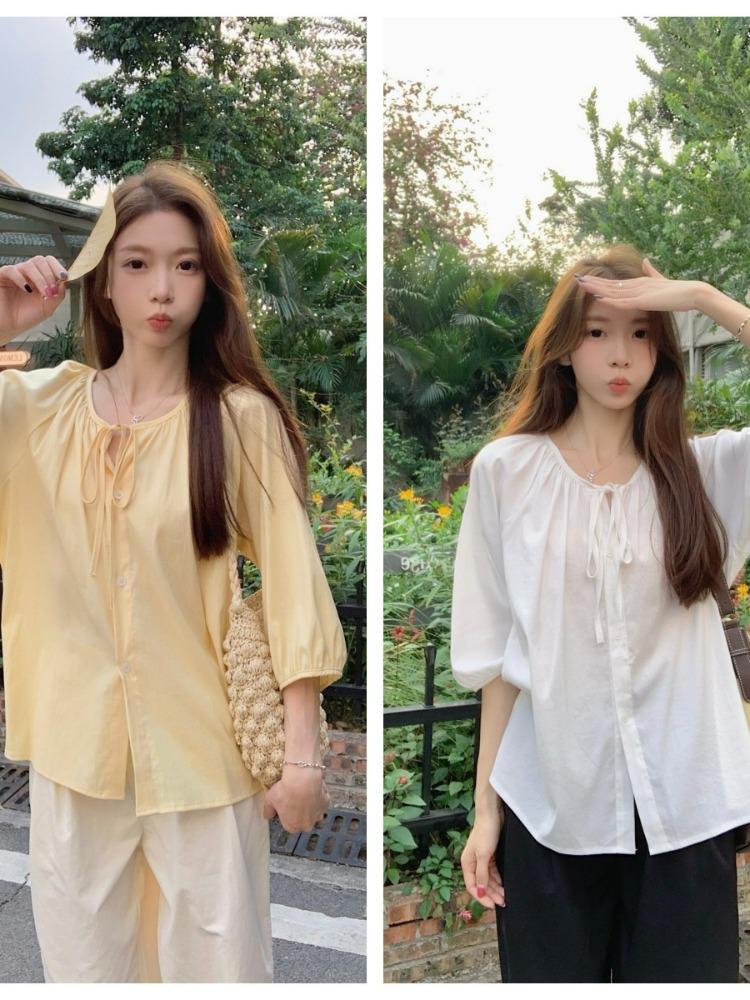 빅사이즈쉬폰블라우스 루즈핏 봄가을 이너 박시 77 88 - 상세 이미지 5