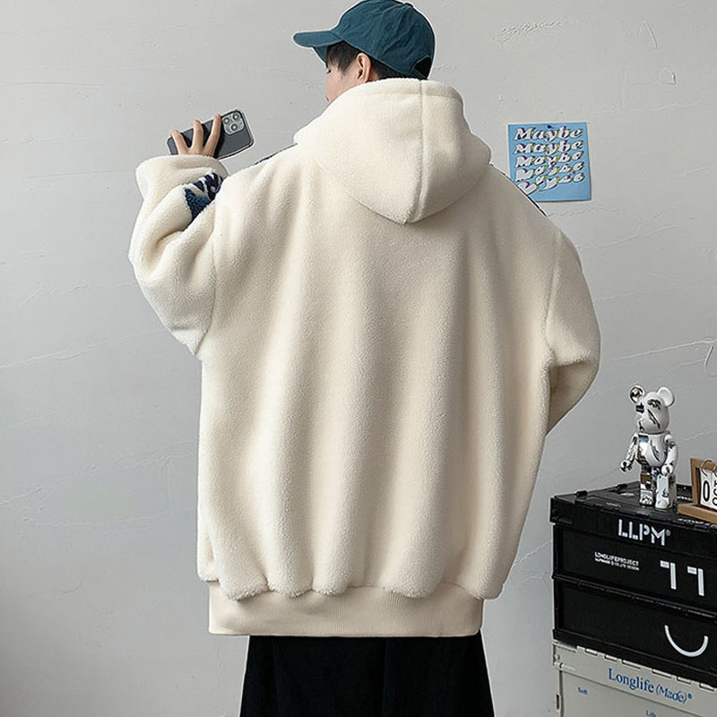 남여공용 오버핏 양털후리스 뽀글이 집업 - 상세 이미지 3