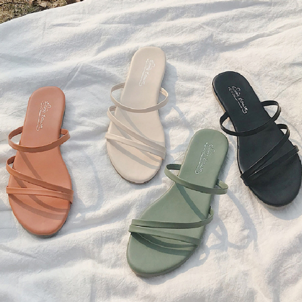 데일리 여성 스트랩 샌들 플랫 여름 스트랩 샌들 슬리퍼