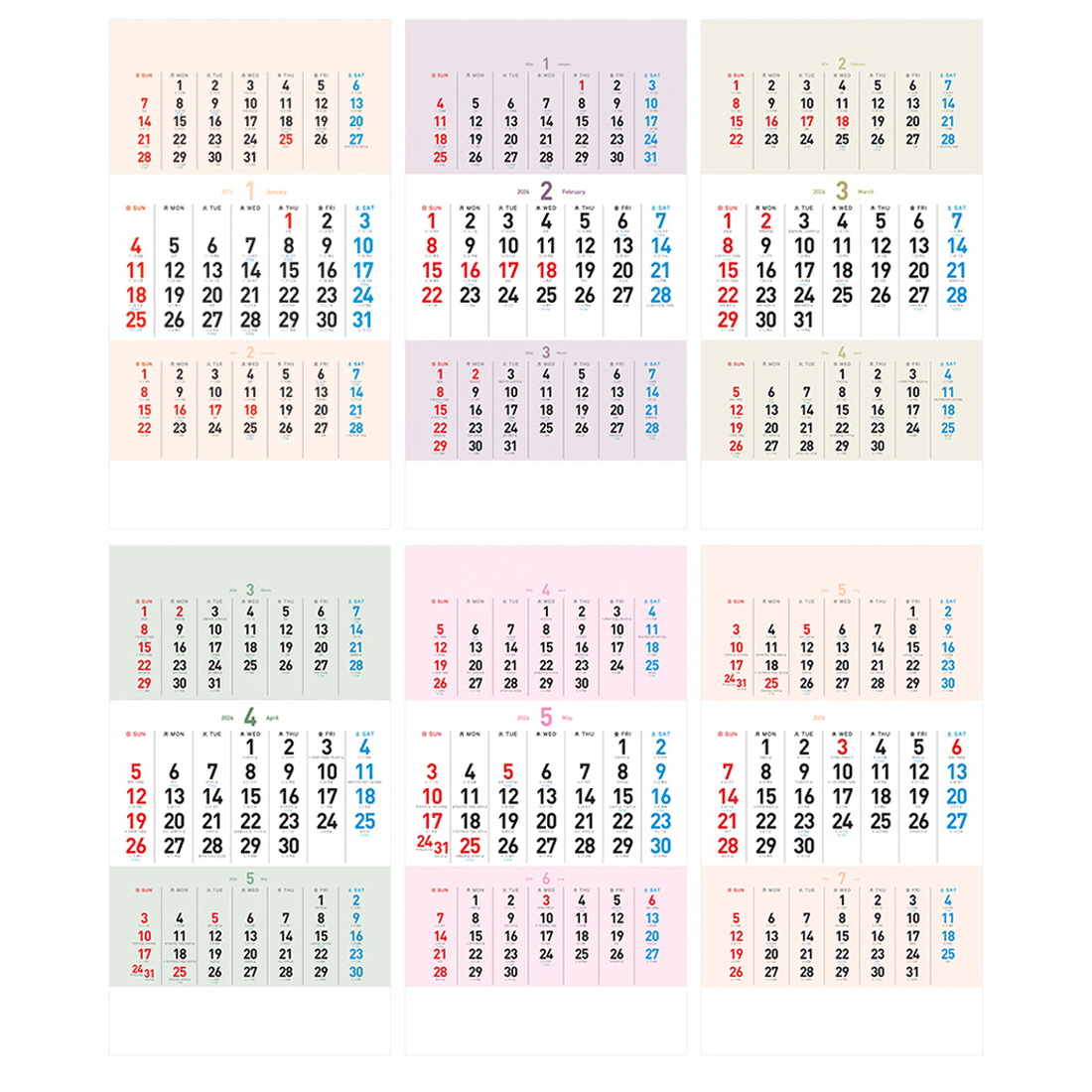 2026년 3단 벽걸이달력 3개월 큰글씨 음력 벽달력 병원 사무실 부모님 옛날 월 캘린더 - 상세 이미지 4