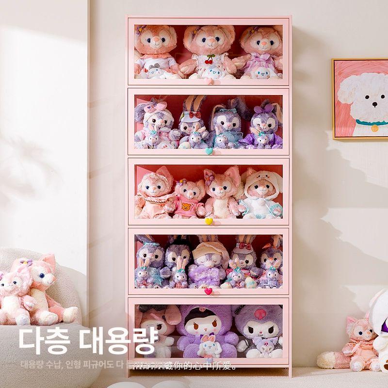 아크릴 장식장 5단 투명 캐비닛 인형 피규어 진열장 핑크 수납장 - 상세 이미지 3