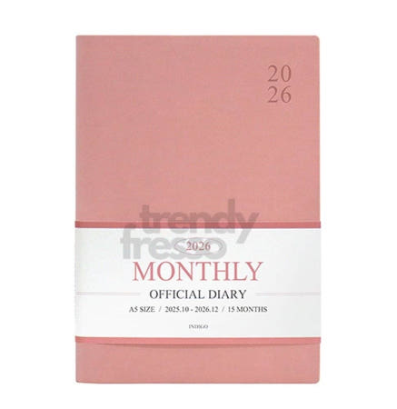 [트렌디프레소협력사]데이슬롯 2026 오피셜 A5 먼슬리 핑크무스 다이어리 월간스케줄러
