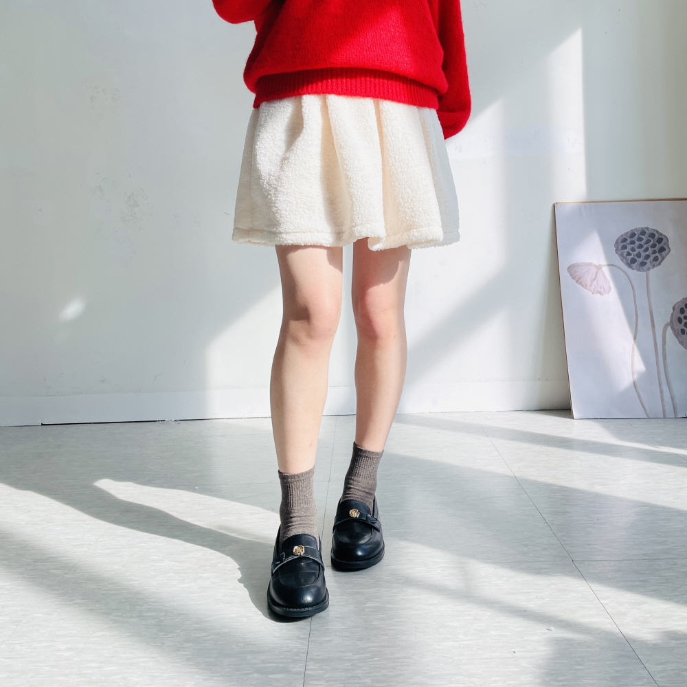 뽀글이스커트 양털 덤블 겨울 플레어 미니 스커트 - 상품 이미지