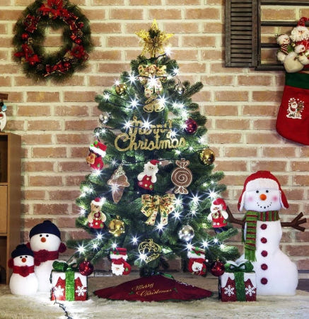 [트렌디프레소협력사]데이슬롯 산타 선물 뉴리얼전나무 120cm 트리 풀세트 크리스마스용품 가정용트리