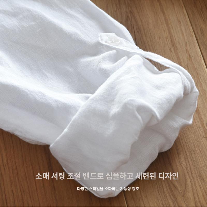 남성 린넨 재킷 여름 마이 셔츠 얇은 코트 긴팔 아우터 가디건 루즈핏 차이나 면 통기성 - 상세 이미지 3