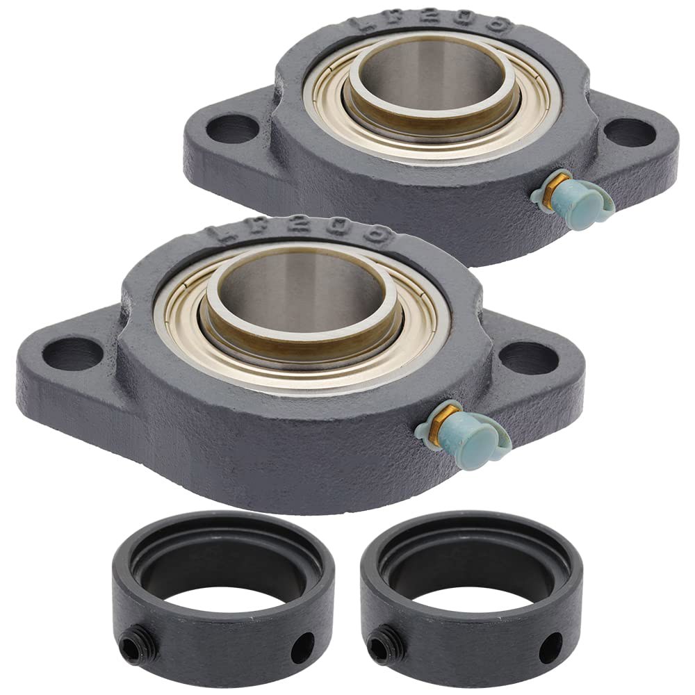 [2팩] SALF206-20G - 2볼트 플랜지 마운트 볼 베어링 유닛, 인서트 SA206-20G, 주철 하우징 LF206, 보어 샤프트 1-1/4인치(31.75mm), 나사 잠금 - 상품 이미지
