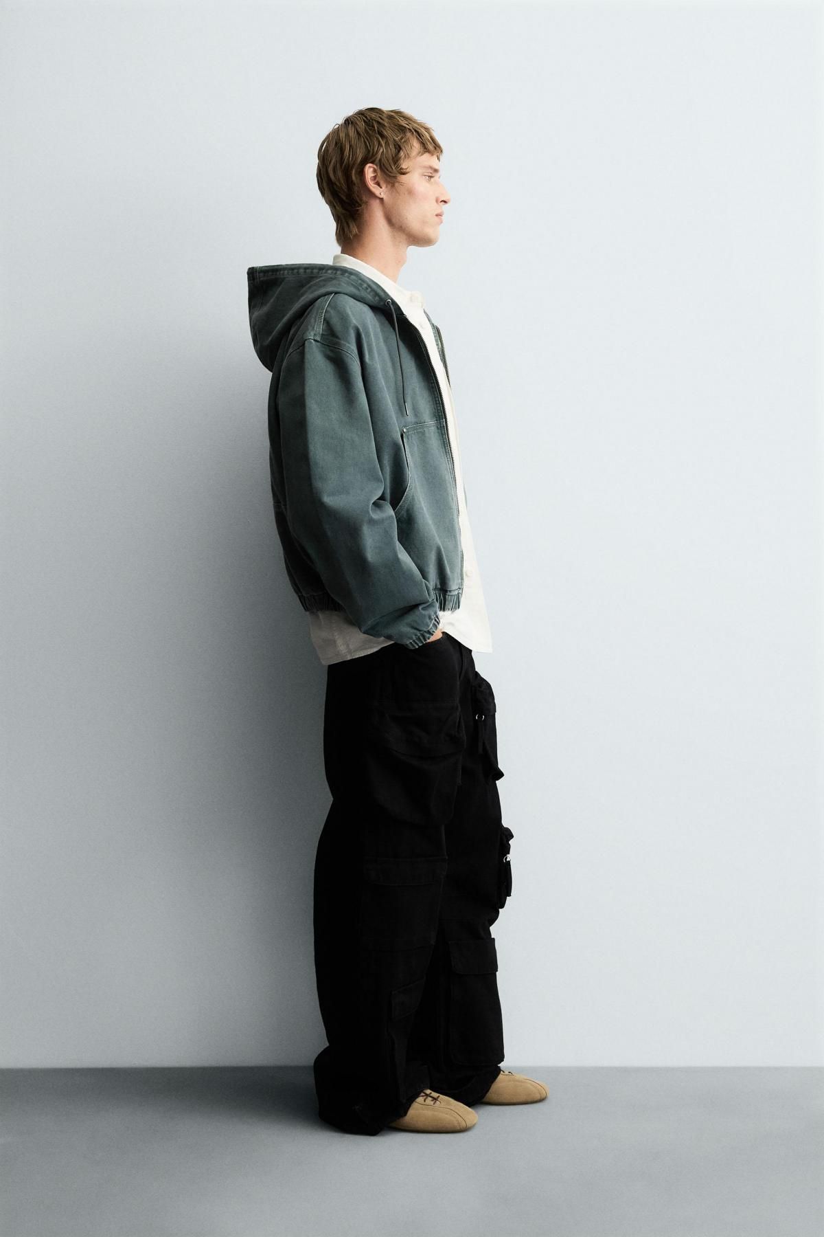자라 워시드 코튼 후드 집업 재킷 6987/310 WASHED GREEN - 상세 이미지 5