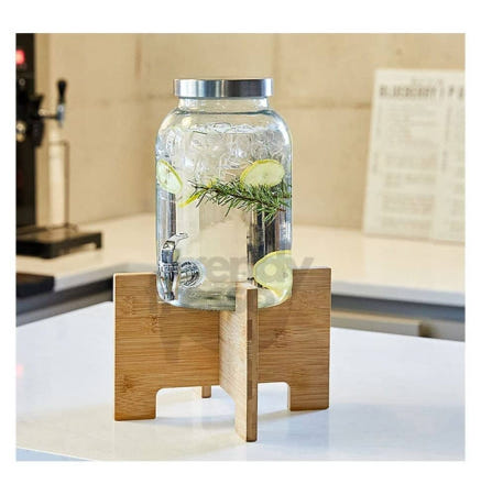 데이슬롯 오리스타 카농 우드 디스펜서 4L 유리물통 쥬스디스펜서 수도꼭지물병