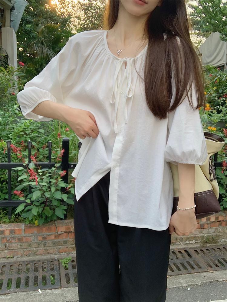 빅사이즈쉬폰블라우스 루즈핏 봄가을 이너 박시 77 88 - 상세 이미지 3