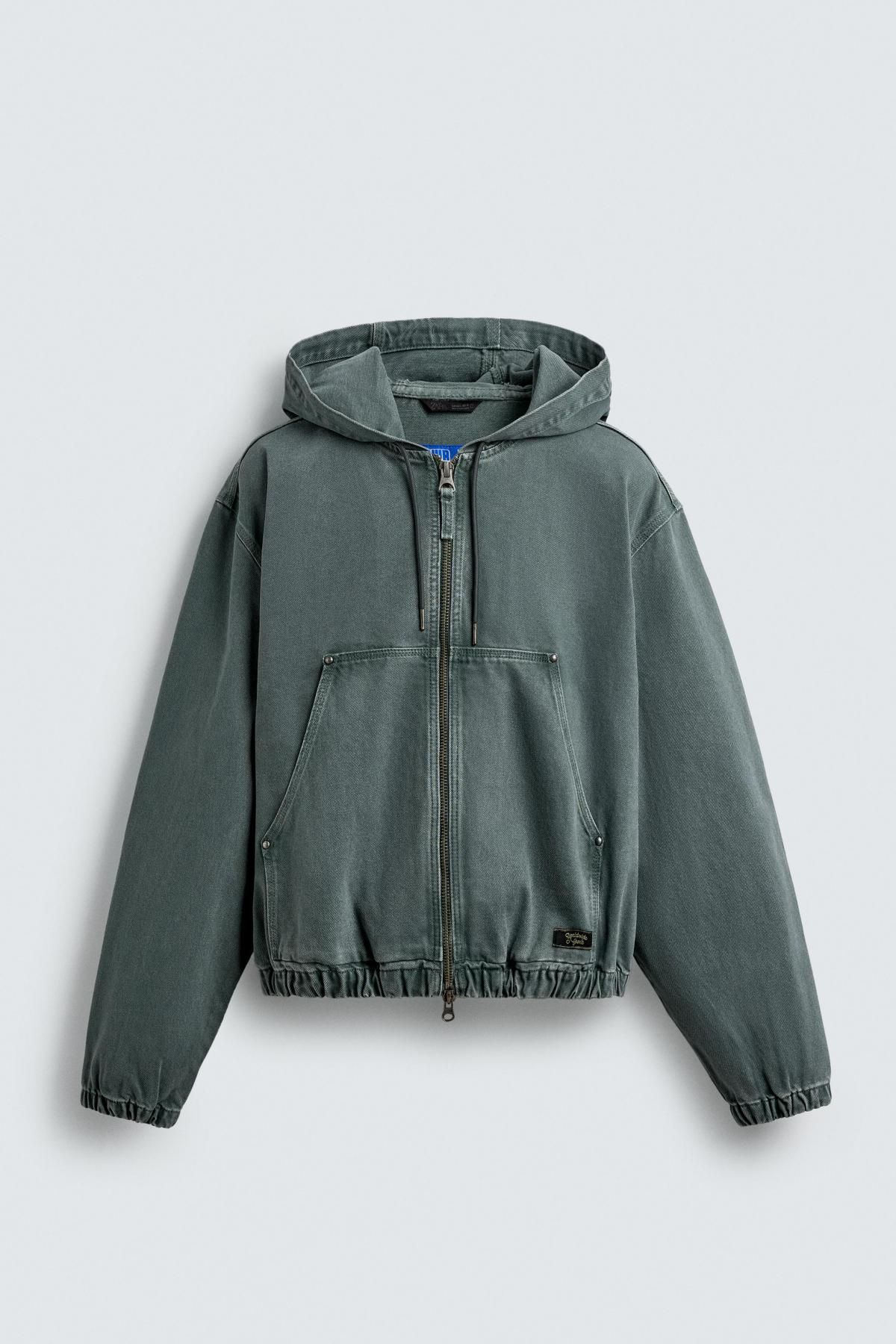 자라 워시드 코튼 후드 집업 재킷 6987/310 WASHED GREEN - 메인 이미지