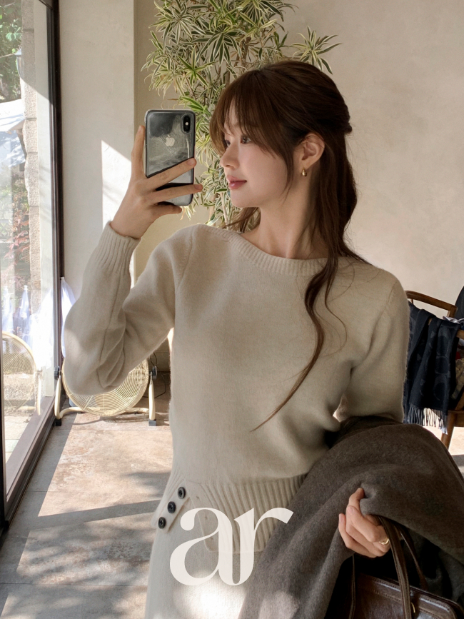 버튼 포인트 니트 롱 스커트 투피스 세트 st2984 - 상세 이미지 4