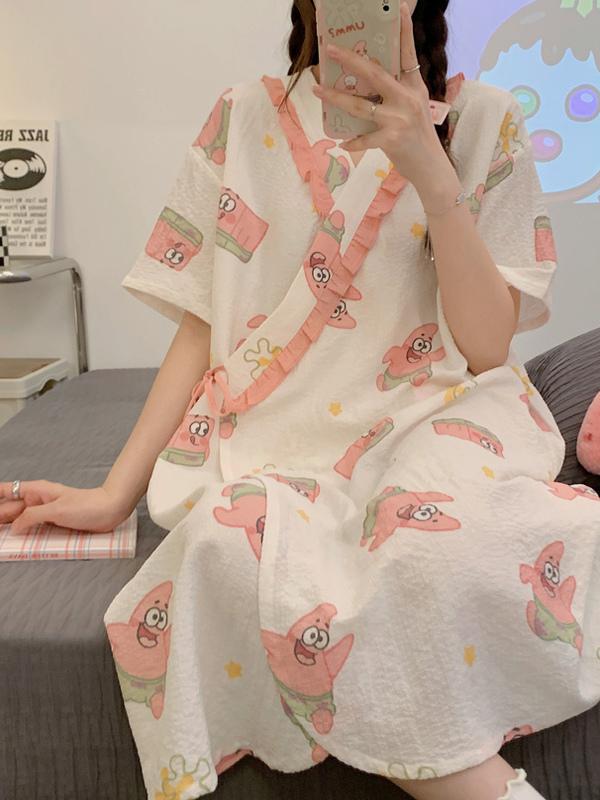 거즈잠옷 요루면 지지미 샤워가운 시나모롤 포차코 뚱이 알렌