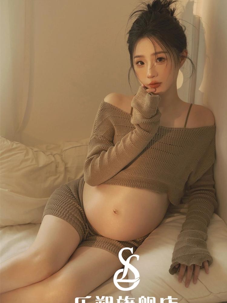만삭사진크롭티 크롭티 임산부 촬영 니트세트 - 상세 이미지 4
