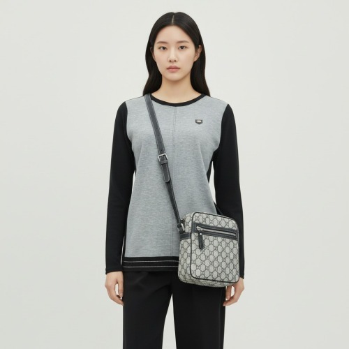 엄마옷 조이마담 T51792 래더패치 배색 티셔츠 중년여성의류 - 상품 이미지