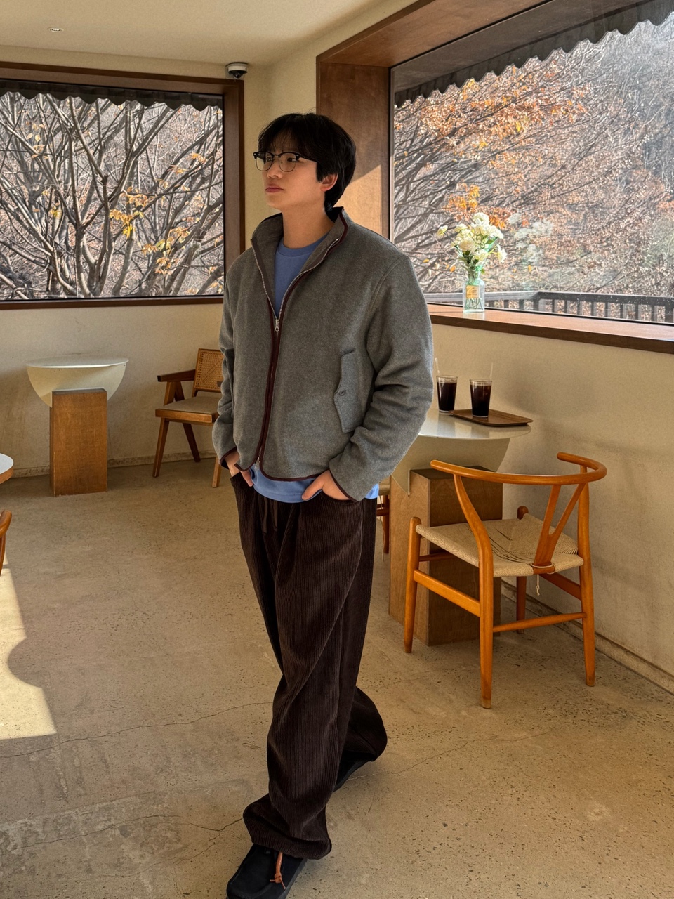 (남녀공용) 베른 투웨이 집업 플리스 패딩 점퍼 / 겨울 오버 루즈 크롭 후리스 자켓 - 상세 이미지 5