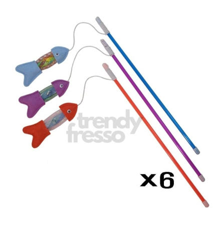 [트렌디프레소협력사]데이슬롯 방울 물고기 낚시대 6개 애묘장난감 반려묘장난감 고양이놀이