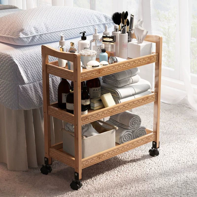 원목 트롤리 미용웨건 이동식카트 주방 우드 선반